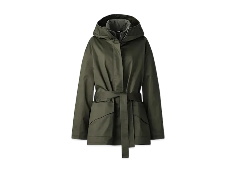 Uniqlo C Women'S 3WAY Cotton Oversized Half Coat "Olive"