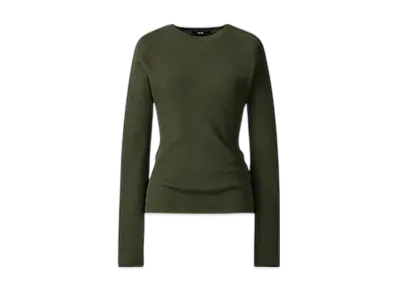 Uniqlo C Women'S 3D Merino Blend Ribbed Sweater "Olive"