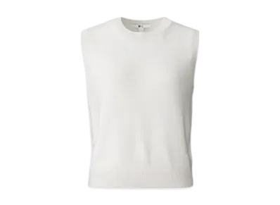 Uniqlo C Women'S Cashmere Crew Neck Short Sweater Sleeveless "Natural"