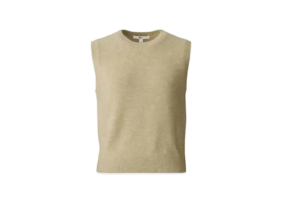 Uniqlo C Women'S Cashmere Crew Neck Short Sweater Sleeveless "Beige #1"