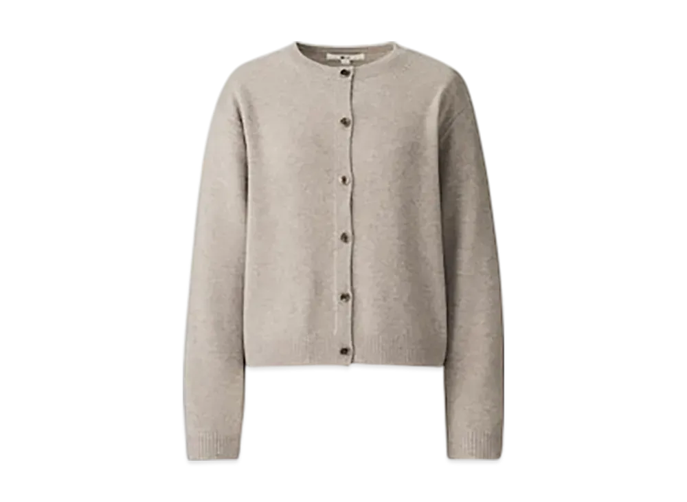Uniqlo C Women'S Cashmere Crew Neck Short Cardigan "Beige"