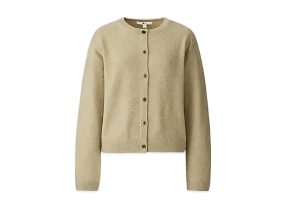 Uniqlo C Women'S Cashmere Crew Neck Short Cardigan "Beige #1"