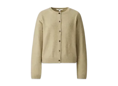 Uniqlo C Women'S Cashmere Crew Neck Short Cardigan "Beige #1"