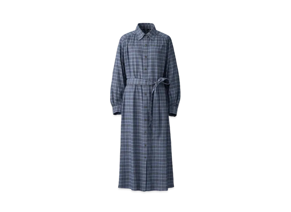 Uniqlo C Women'S Belted Shirt Dress #1 "Blue"