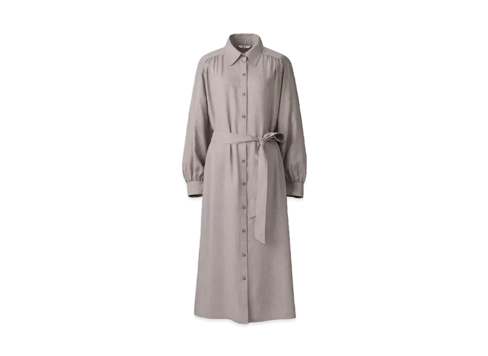 Uniqlo C Women'Sbelted Shirt Dress / Short Length "Beige"