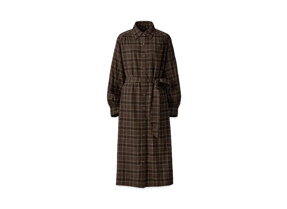 Uniqlo C Women'Sbelted Shirt Dress / Short Length #2 "Brown"