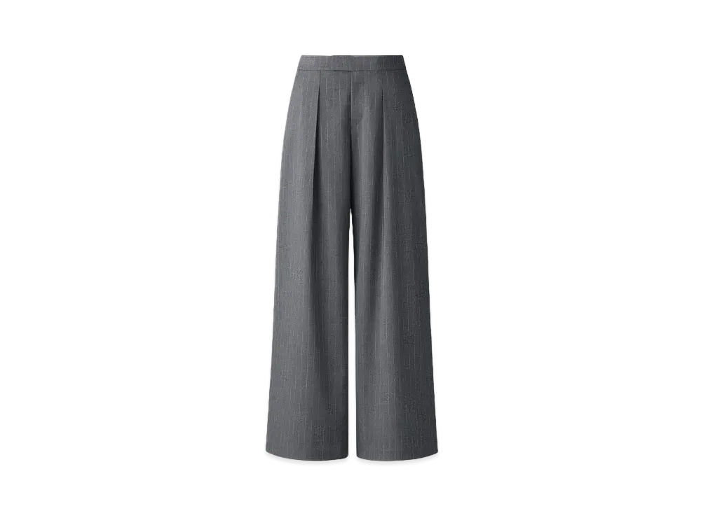Uniqlo C Women'S Tuck Wide Pants / Striped "Gray"