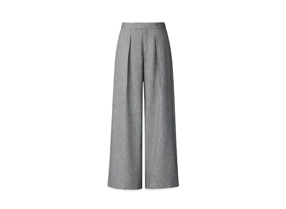 Uniqlo C Women'S Tweed Tuck Wide Pants "Dark Gray"