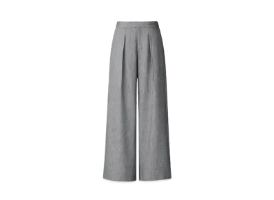 Uniqlo C Women'S Tweed Tuck Wide Pants "Dark Gray"