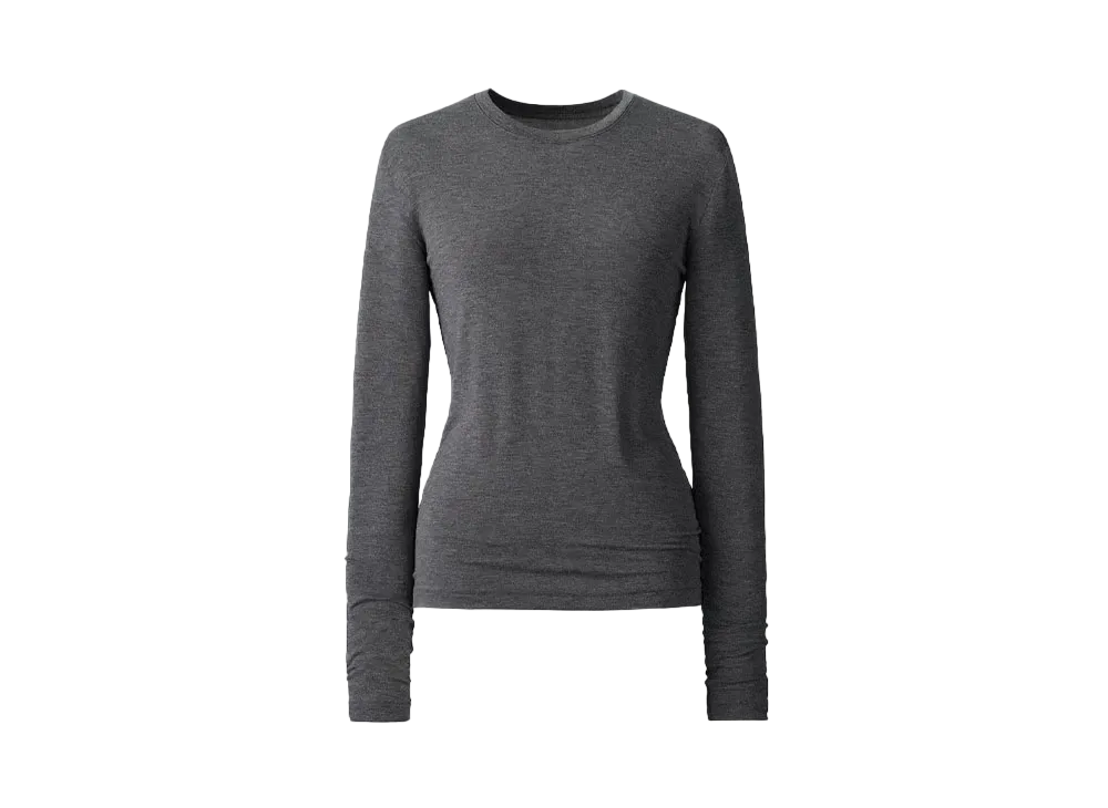 Uniqlo C Women'S Super Warm Heattech Cashmere Blend Crew Neck T "Gray"