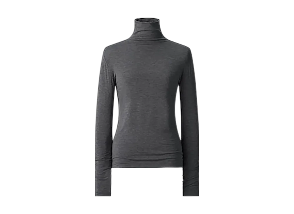 Uniqlo C Women'S Super Warm Heattech Cashmere Blend Crew Neck T #1 "Gray"