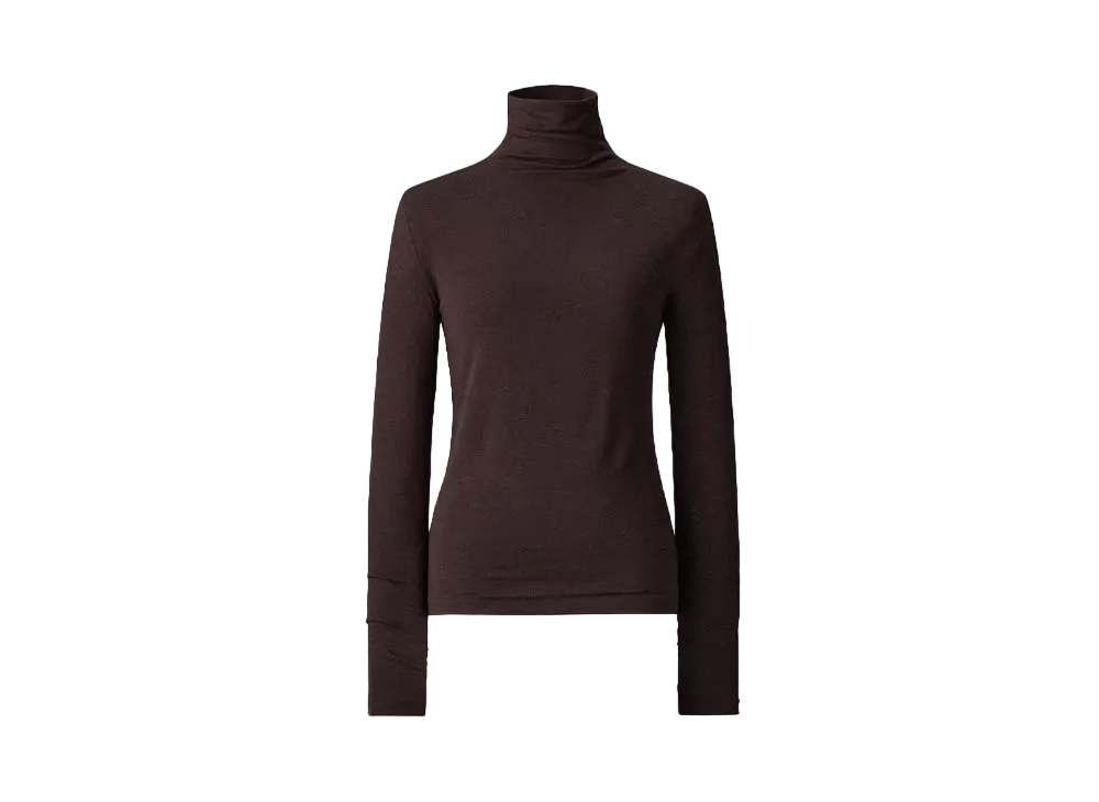 Uniqlo C Women'S Super Warm Heattech Cashmere Blend Crew Neck T #1 "Dark Brown"