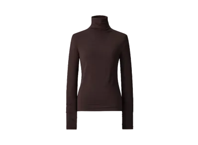 Uniqlo C Women'S Super Warm Heattech Cashmere Blend Crew Neck T #1 "Dark Brown"