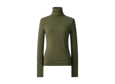 Uniqlo C Women'S Super Warm Heattech Cashmere Blend Crew Neck T #1 "Olive"
