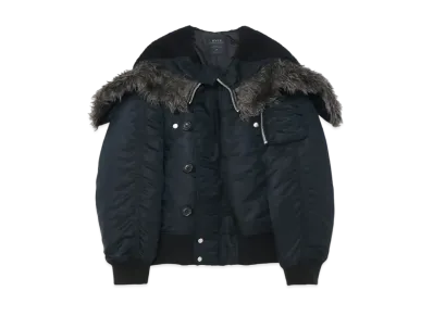 Yohji Yamamoto Water Repellent Nylon Twill Oversized N-2B Flight Jacket "Black"