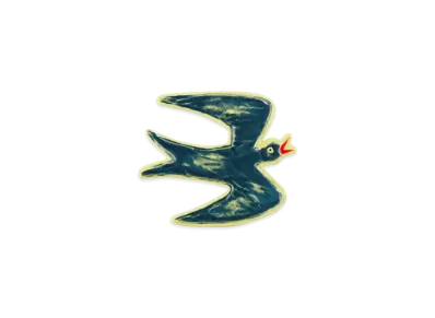 Dior and Hylton Nel Bird Broouch Ceramic with Brass "Silver/Yellow/Blue"