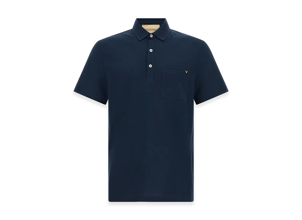 Valentino Garavani V Gold Polo Shirt "Blue"