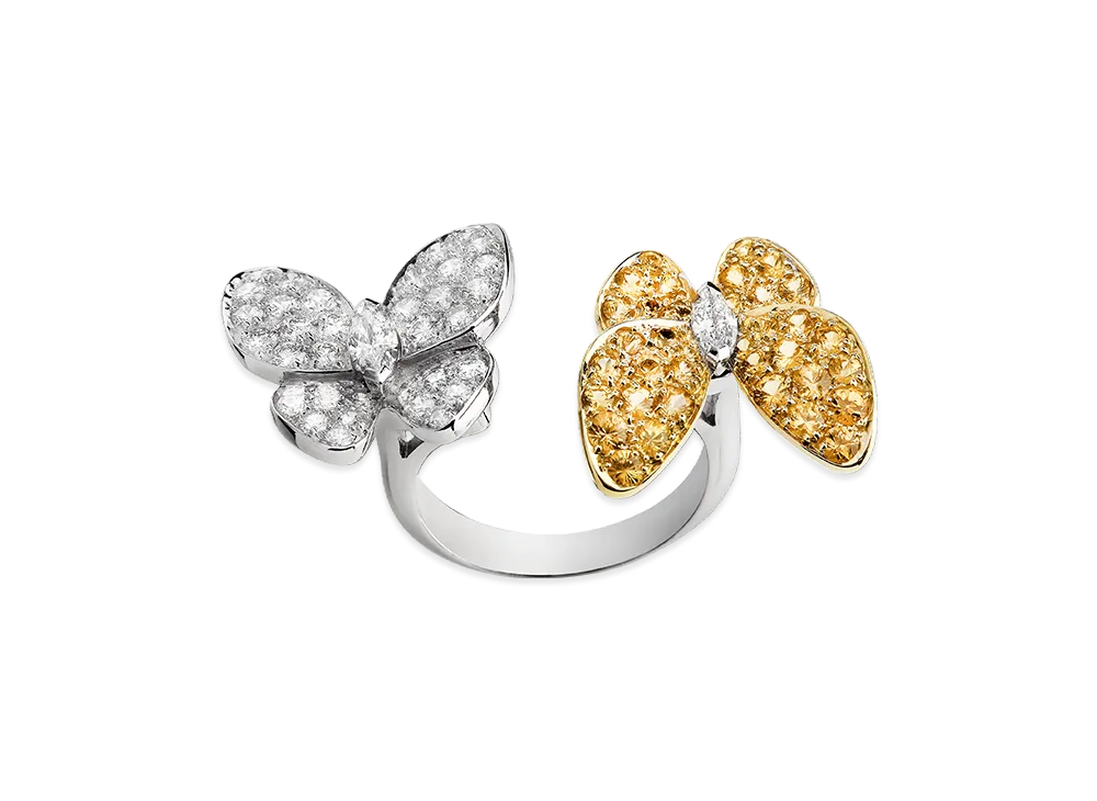 Van Cleef & Arpels Deux Papillons Entre les Doigts ring "18K White gold/Sapphire/Diamond"