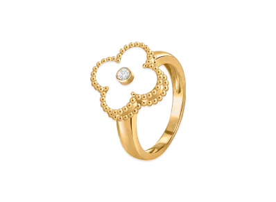 Van Cleef & Arpels Vintage Alhambra ring "18K Yellow gold/Onyx/Diamond"