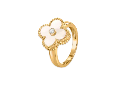 Van Cleef & Arpels Vintage Alhambra ring "18K Yellow gold/Diamond/Mother-of-pearl"