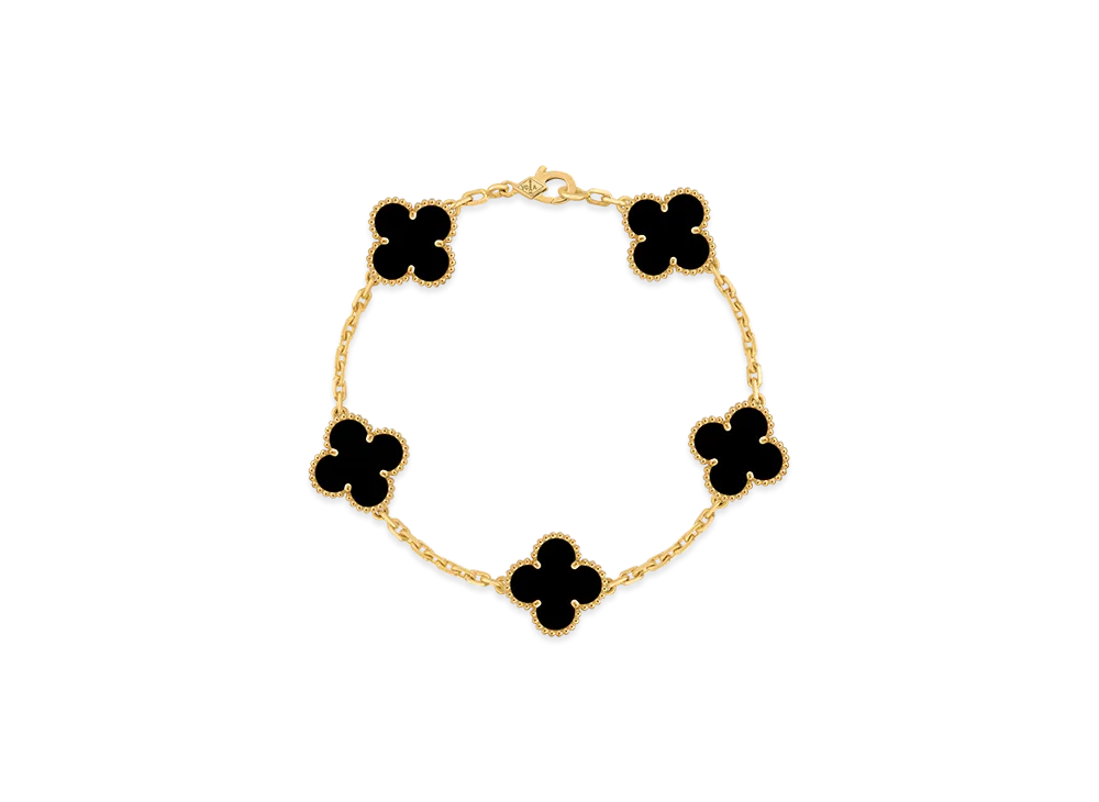 Van Cleef & Arpels Vintage Alhambra bracelet 5 motifs "18K Yellow gold/Onyx"