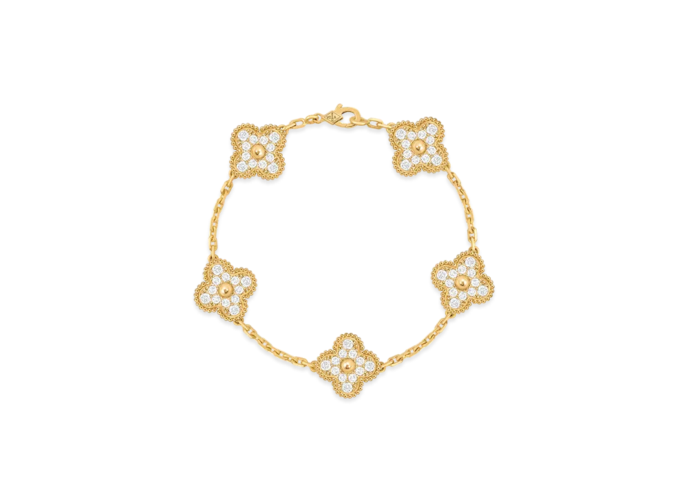 Van Cleef & Arpels Vintage Alhambra bracelet 5 motifs "18K Yellow gold/Diamond"