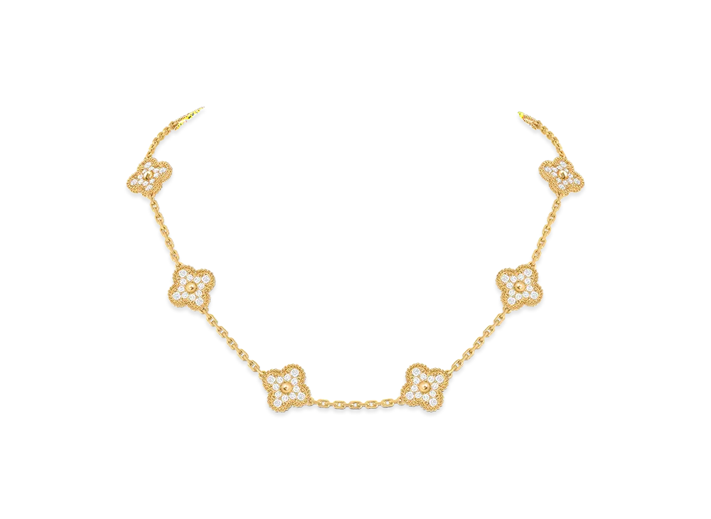 Van Cleef & Arpels Vintage Alhambra necklace 10 motifs "18K Yellow gold/Diamond"