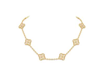 Van Cleef & Arpels Vintage Alhambra necklace 10 motifs "18K Yellow gold/Diamond"