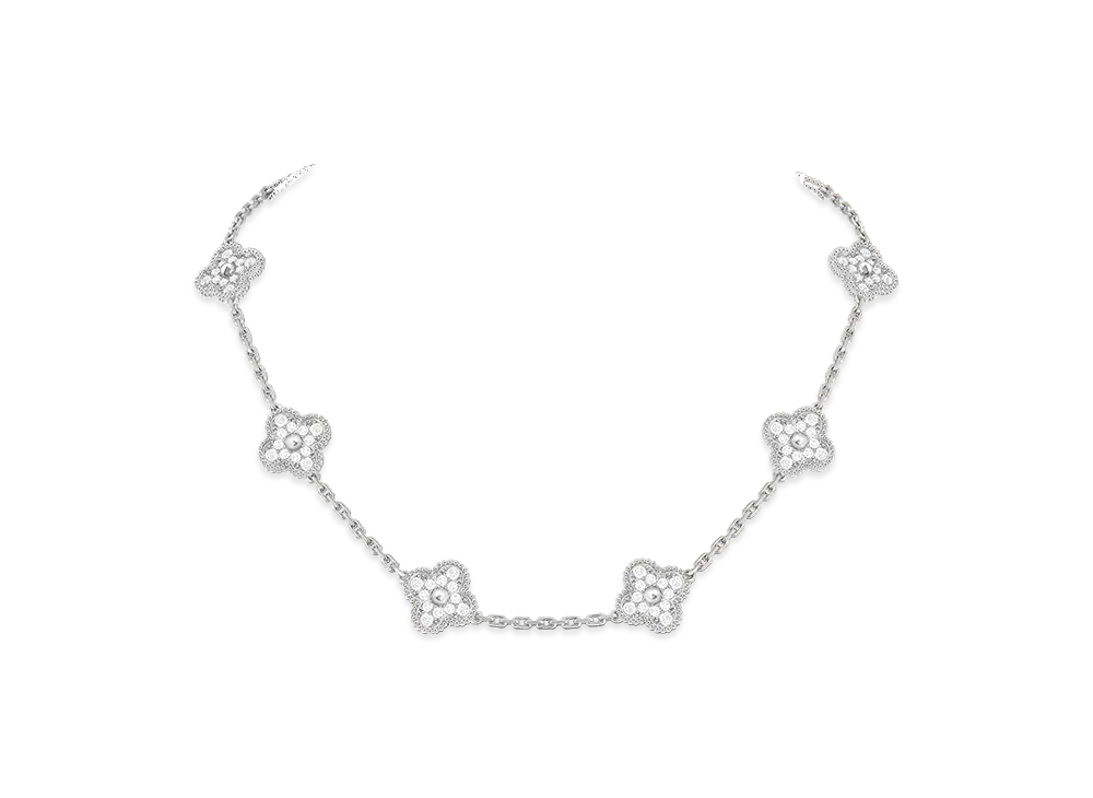 Van Cleef & Arpels Vintage Alhambra necklace 10 motifs "18K White gold/Diamond"