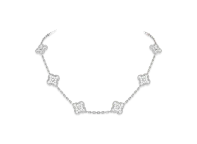Van Cleef & Arpels Vintage Alhambra necklace 10 motifs "18K White gold/Diamond"