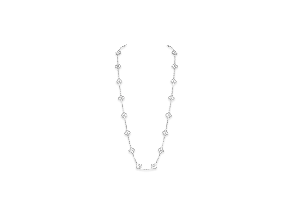 Van Cleef & Arpels Vintage Alhambra long necklace 20 motifs "18K White gold/Diamond"