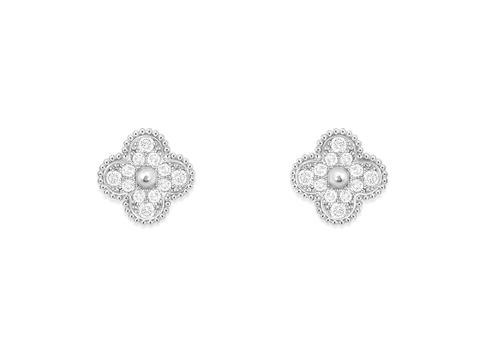 Van Cleef & Arpels Vintage Alhambra earrings "18K White gold/Diamond"