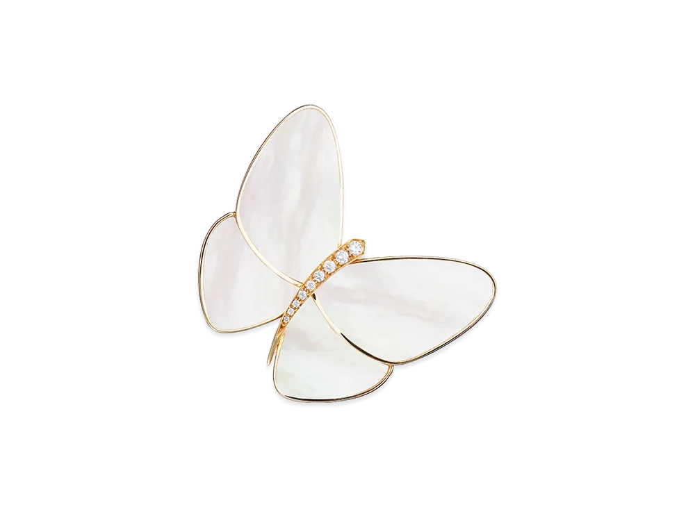 Van Cleef & Arpels Papillon clip "18K Yellow gold/Diamond/Mother-of-pearl"
