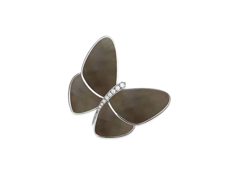 Van Cleef & Arpels Papillon clip "18K White gold/Diamond/Mother-of-pearl"