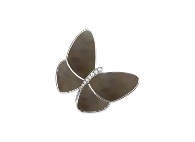 Van Cleef & Arpels Papillon clip "18K White gold/Diamond/Mother-of-pearl"