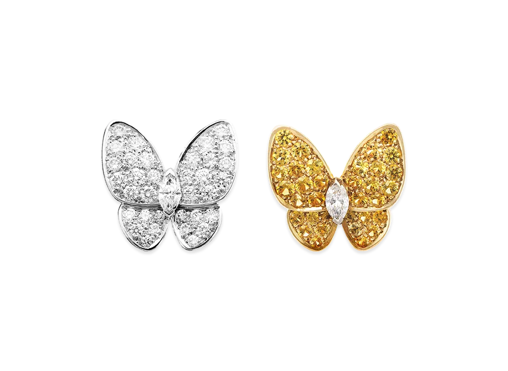 Van Cleef & Arpels Deux Papillons earrings "18K Yellow gold/Sapphire/Diamond"