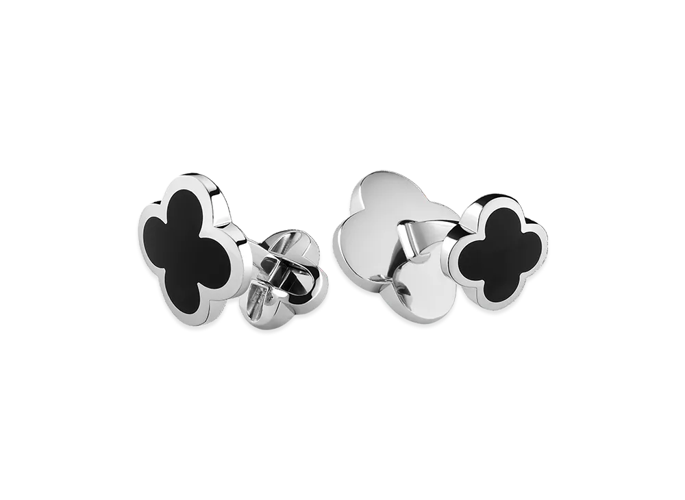 Van Cleef & Arpels Alhambra cufflinks "18K White gold/Onyx"