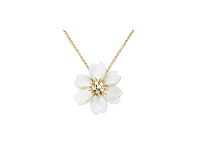 Van Cleef & Arpels Rose de Noel clip pendant small model "18K Yellow gold/Diamond/Mother-of-pearl"