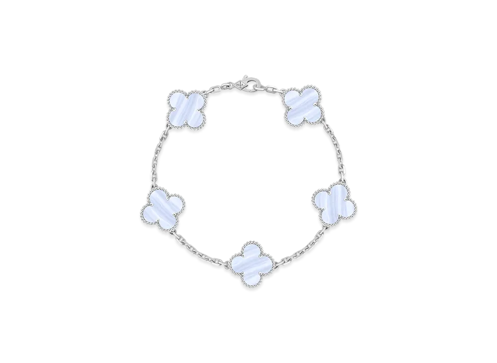 Van Cleef & Arpels Vintage Alhambra bracelet 5 motifs "18K White gold/Chalcedony"
