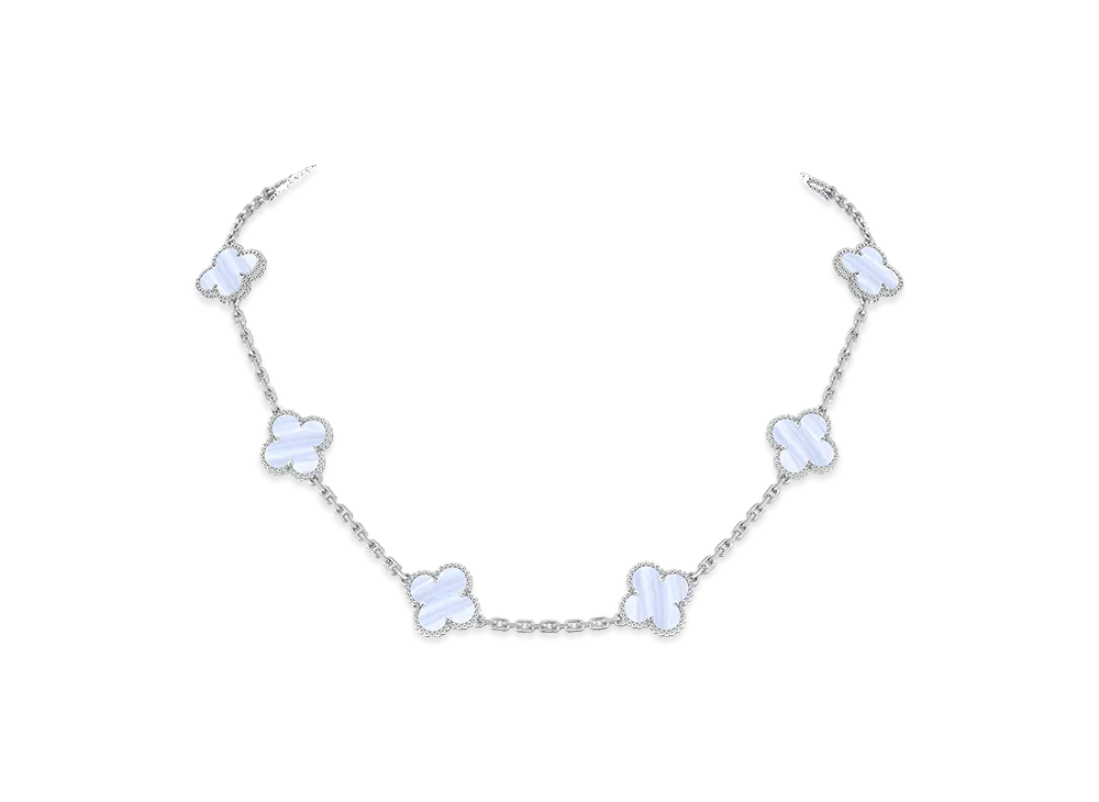 Van Cleef & Arpels Vintage Alhambra necklace 10 motifs "18K White gold/Chalcedony"