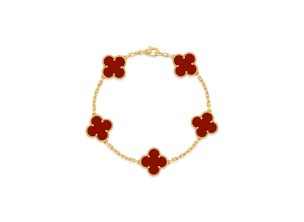 Van Cleef & Arpels Vintage Alhambra bracelet 5 motifs "18K Yellow gold/Carnelian"