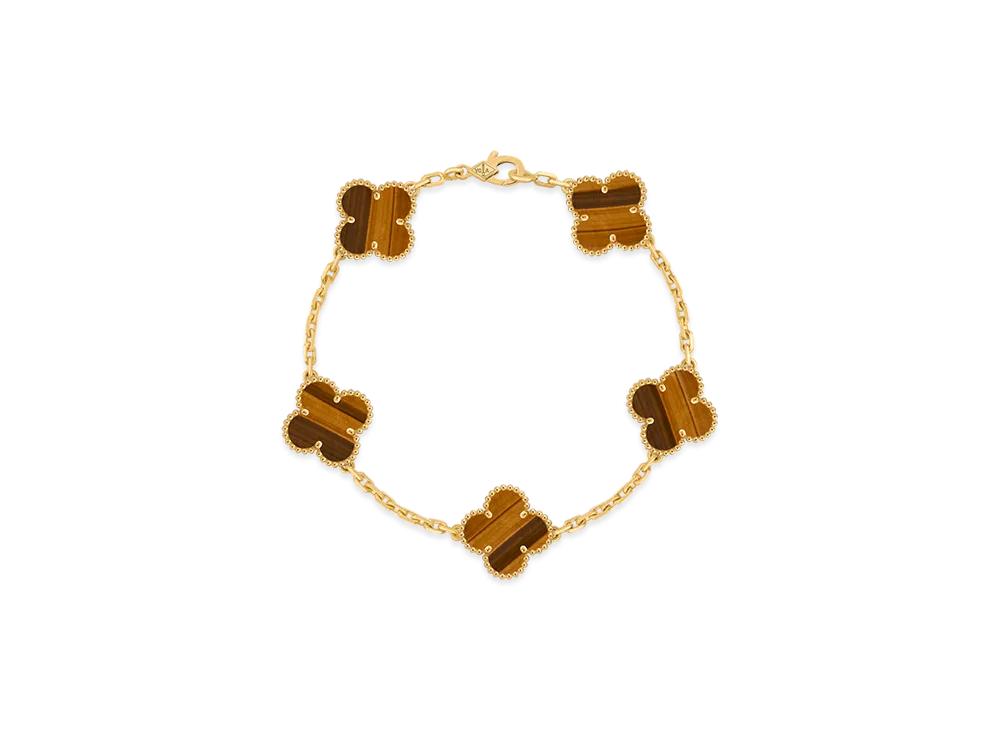 Van Cleef & Arpels Vintage Alhambra bracelet 5 motifs "18K Yellow gold/Tiger's eye"