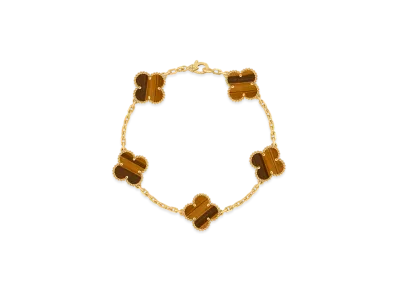 Van Cleef & Arpels Vintage Alhambra bracelet 5 motifs "18K Yellow gold/Tiger's eye"
