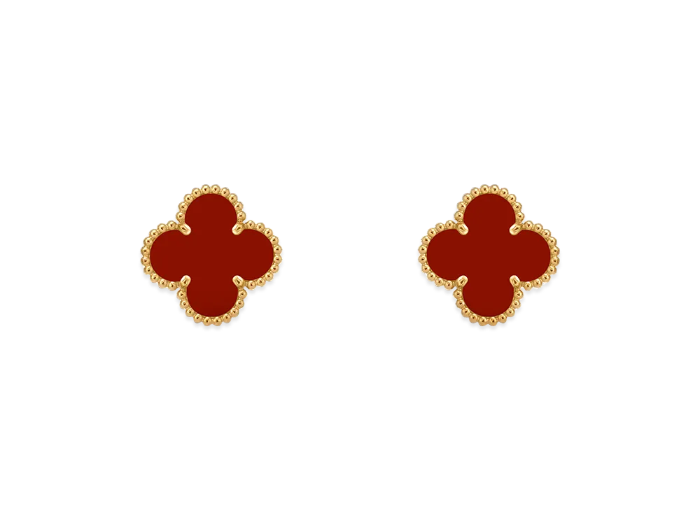 Van Cleef & Arpels Vintage Alhambra earrings "18K Yellow gold/Carnelian"