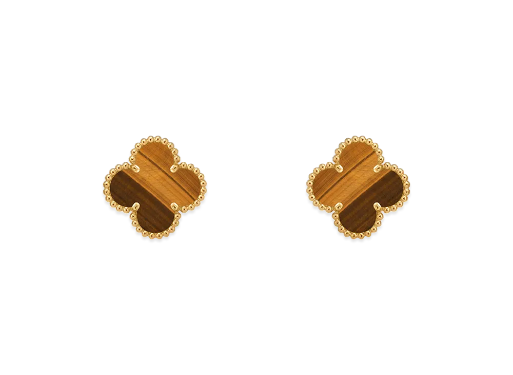Van Cleef & Arpels Vintage Alhambra earrings "18K Yellow gold/Tiger's eye"
