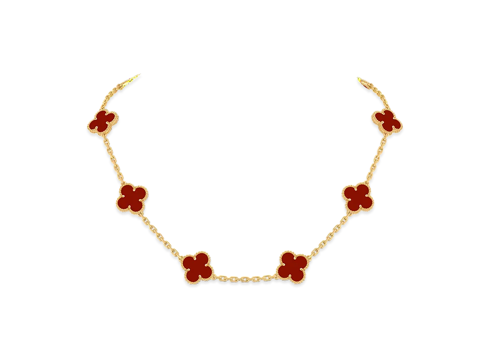 Van Cleef & Arpels Vintage Alhambra necklace 10 motifs "18K Yellow gold/Carnelian"