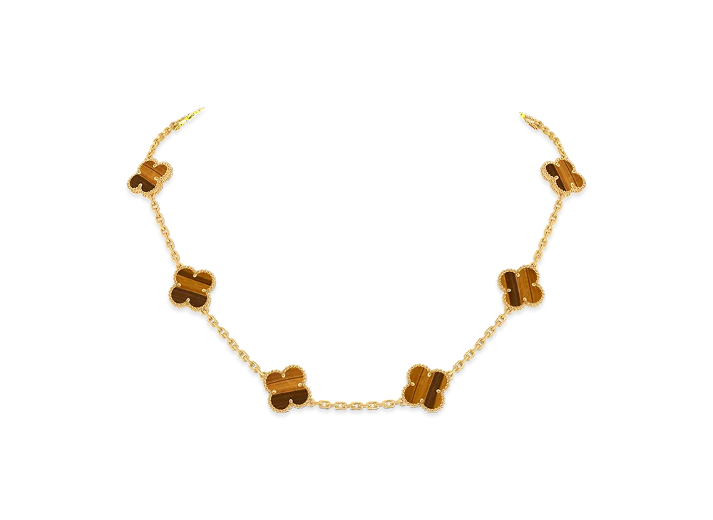 Van Cleef & Arpels Vintage Alhambra necklace 10 motifs "18K Yellow gold/Tiger's eye"