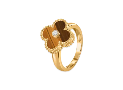 Van Cleef & Arpels Vintage Alhambra ring "18K Yellow gold/Tiger's eye/Diamond"