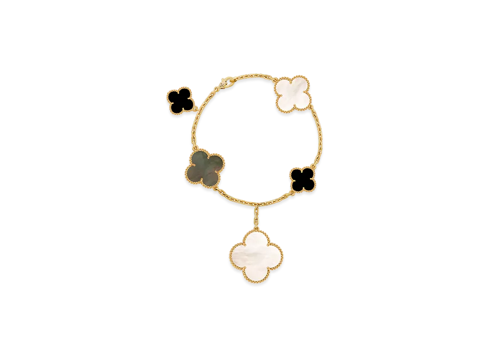 Van Cleef & Arpels Magic Alhambra bracelet 5 motifs "18K Yellow gold/Onyx/Mother-of-pearl"
