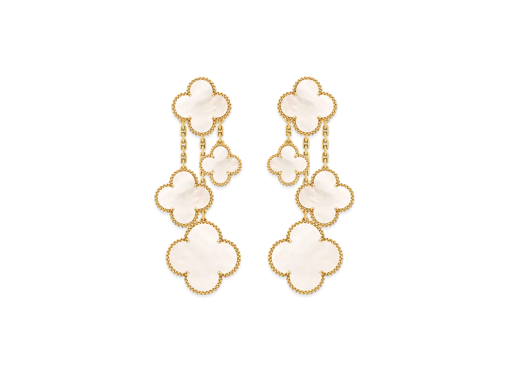 Van Cleef & Arpels Magic Alhambra earrings 4 motifs "18K Yellow gold/Mother-of-pearl"